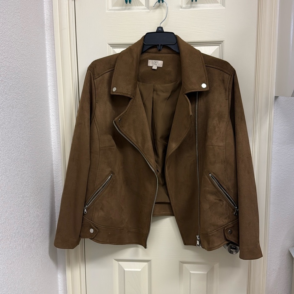 LOFT brown suede moto jacket